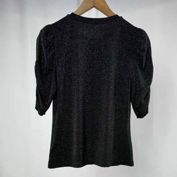 Kate Spade Dashing Beauty Metallic Puff Sleeve Sweater in Black Gold Size XS - Picture 7 of 9